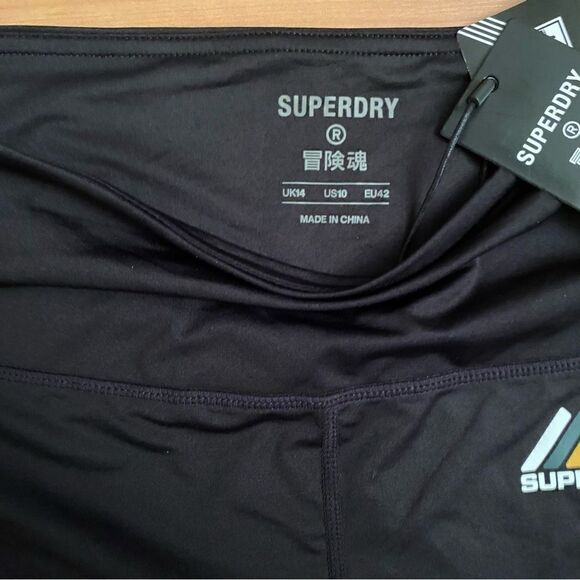 Superdry Base Layer Leggings Sz 10 Black NWT - Picture 6 of 7